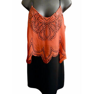 Adriana By Lamasini Women's Red and Black Laser Cut Dress - Size M - JC436